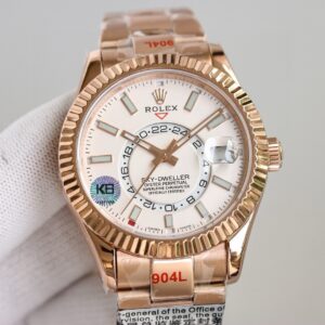 Alternative view of 로렉스 스카이드웰러 (Sky-Dweller) 336935 화이트 다이얼 다이얼 로즈 골드