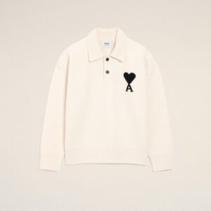 아미 하트 로고 울 블렌드 폴로 니트 25FW RA1288