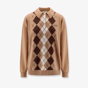 미우미우 아가일 체크 울 니트 폴로 25FW TBHC8812
