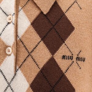 미우미우 아가일 체크 울 니트 폴로 25FW TBHC8812 - 이미지 5