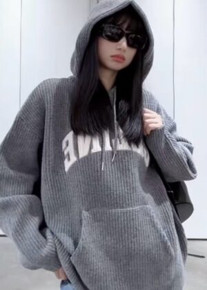 셀린* 로고 양모 후드 니트 25FW TBHB8825 - 이미지 5