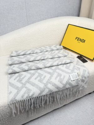 펜디 FF 로고 울 캐시미어 머플러 숄 VI3259-2 - 이미지 3