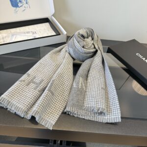 샤넬 체크 로고 울 머플러 VI3832-2 - 이미지 4