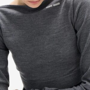 미우미우 U넥 크롭 니트 25FW TBHC41 - 이미지 3