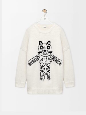 로에* × LOUIS WAIN 럭키 캣 자수 울 니트 스웨터 25FW CEO86186