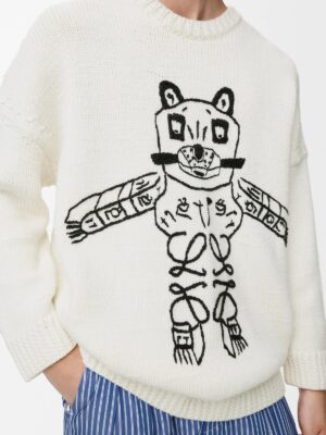 로에* × LOUIS WAIN 럭키 캣 자수 울 니트 스웨터 25FW CEO86186 - 이미지 3