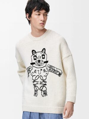 로에* × LOUIS WAIN 럭키 캣 자수 울 니트 스웨터 25FW CEO86186 - 이미지 6