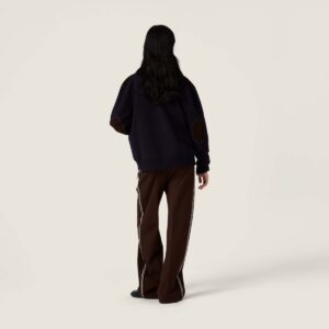 미우미우 양모 & 가죽 지퍼 니트 가디건 25FW RA3809 - 이미지 3