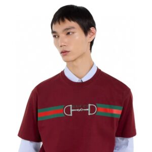 구찌 자수 스트라이프 코튼 반팔 티셔츠 26SS RA38235 - 이미지 3