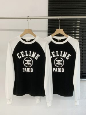 셀린* 여성 로고 배색 롱슬리브 티셔츠 26SS Ceo213 - 이미지 5
