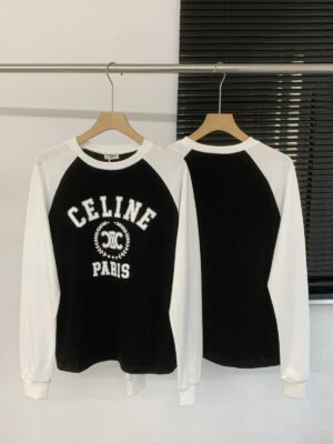 셀린* 여성 로고 배색 롱슬리브 티셔츠 26SS Ceo213 - 이미지 2
