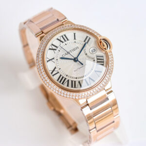 까르띠에 발롱 블루 워치 40mm 오토메틱 로즈 골드 다이아 베젤 WE9008Z3 - 이미지 3