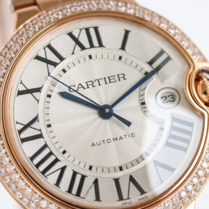 까르띠에 발롱 블루 워치 40mm 오토메틱 로즈 골드 다이아 베젤 WE9008Z3 - 이미지 5