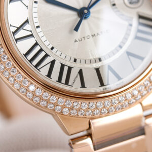 까르띠에 발롱 블루 워치 40mm 오토메틱 로즈 골드 다이아 베젤 WE9008Z3 - 이미지 8