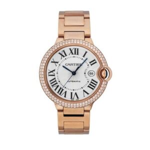 까르띠에 발롱 블루 워치 40mm 오토메틱 로즈 골드 다이아 베젤 WE9008Z3
