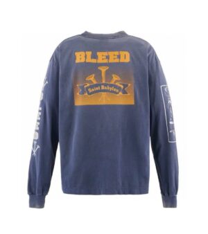세인트 미카엘 × 바빌론 ‘BLEED’ 그래픽 워싱 코튼 라운드넥 롱슬리브 티셔츠 Ceo261 - 이미지 2
