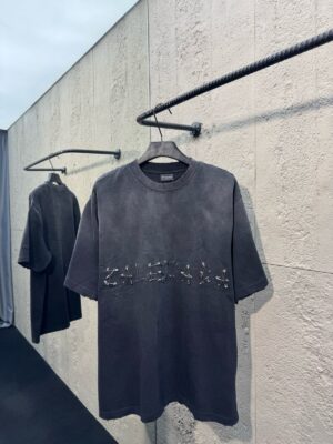 Alternative view of 발렌시아가 빈티지 워싱 로고 자수 반팔 티셔츠 Ceo291