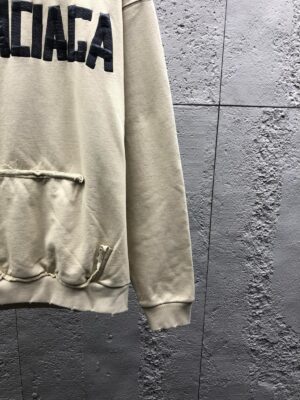 발렌시아가 테이프 프린트 BB 그래픽 로고 후디 Ceo299 - 이미지 5