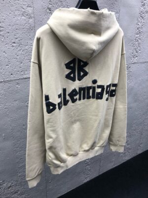 발렌시아가 테이프 프린트 BB 그래픽 로고 후디 Ceo299 - 이미지 10