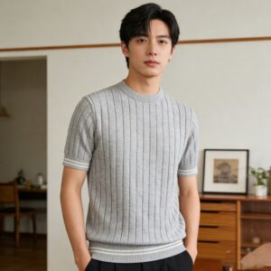 브루넬로 쿠치넬리 립 니트 반팔 티셔츠 YP2038-3 - 이미지 10