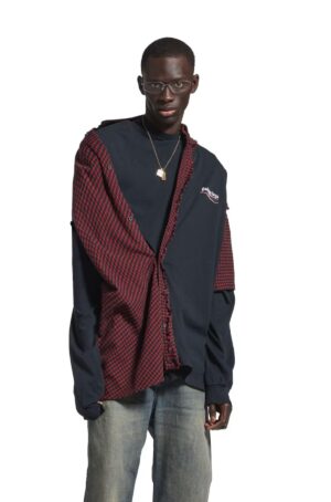 발렌시아가 BALENCIAGA 체크 패치워크 셔츠 RA4235 - 이미지 3