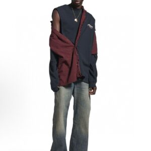 발렌시아가 BALENCIAGA 체크 패치워크 셔츠 RA4235 - 이미지 4