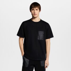 루이비* 모노그램 자카드 포켓 코튼 반팔 티셔츠 RA4273 - 이미지 4
