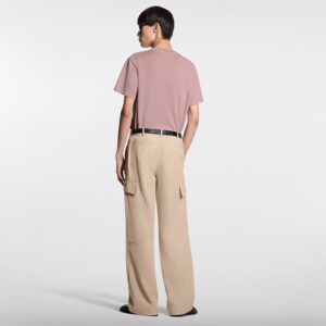 루이비* 빈티지 핑크 로고 반팔 티셔츠 RA4280 - 이미지 4