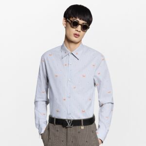 루이비* 스트라이프 모노그램 자수 셔츠 RA4295 - 이미지 4