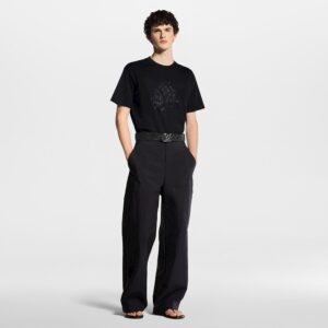 루이비* Damier 자수 로고 반팔 티셔츠 RA4403 - 이미지 4