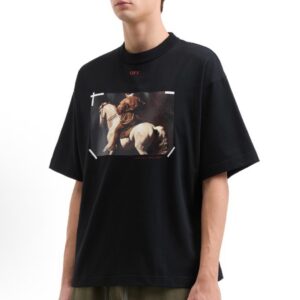 Alternative view of 오프화이* 카라바조 라이딩 프린트 반팔 티셔츠 OMBB085F23JER019