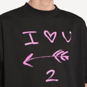 발렌시아* I Love U 미디엄 핏 반팔 티셔츠 RA5312 - 이미지 3