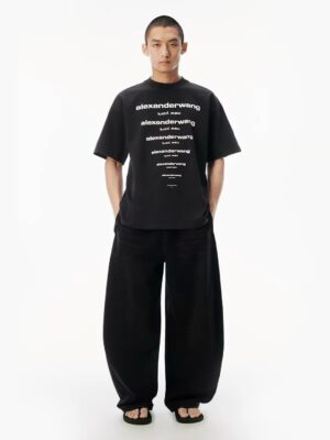 알렉산더* 그라데이션 로고 오버핏 반팔 티셔츠 블랙 RA5372 - 이미지 3
