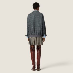 미우미* 로고 자수 체크 플란넬 집업 재킷 1687072-B45 - 이미지 3
