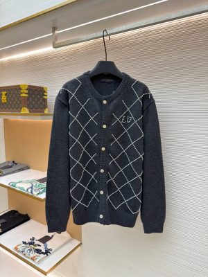 루이비통 차콜 비즈 울 가디건 정면