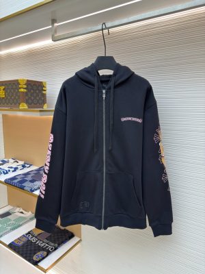 크롬하츠 데들리돌 블랙 후드 집업 앞면