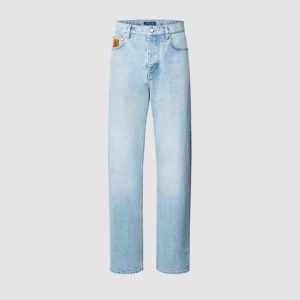 루이비* LV 자수 워싱 스트레이트 데님 팬츠 1687061-A95