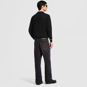 Alternative view of 루이비* LV 자수 블랙 워싱 스트레이트 데님 팬츠 1687059-A95