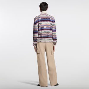 루이비* 멀티컬러 스트라이프 하이넥 니트 집업 1682322-C15 - 이미지 4