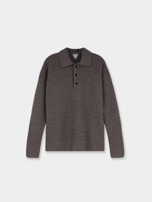 보테가베네* 바스켓 조직 브라운 울 혼방 폴로 니트 66ST540