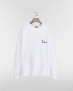 디* 로고 자수 코튼 라운드넥 긴팔 티셔츠 D472-2