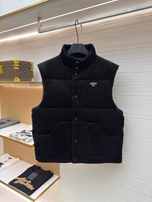 Alternative view of 프라* 삼각 로고 코듀로이 패딩 베스트 66ST609