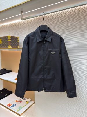 Alternative view of 프라* 리나일론 삼각 로고 칼라 집업 재킷 블랙 66ST409