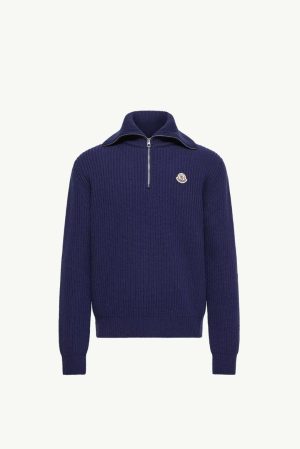 몽클레* 로고 패치 하프집업 골지 니트 66ST411