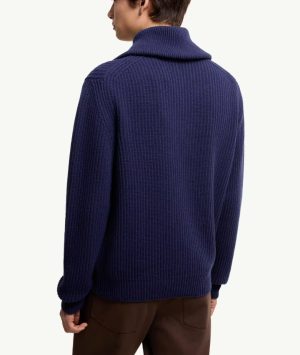 몽클레* 로고 패치 하프집업 골지 니트 66ST411 - 이미지 3