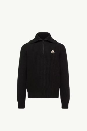 몽클레* 로고 패치 하프집업 골지 니트 66ST412