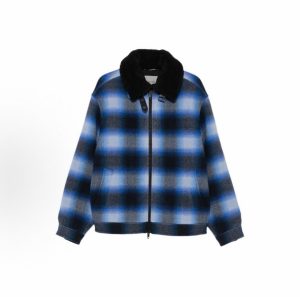 발렌시아* 블루 체크 배색 칼라 집업 재킷 RA5323