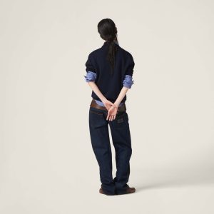 미우미* 로고 긴팔 폴로 울 니트 7020 - 이미지 3