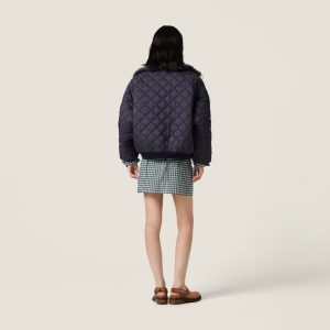 미우미우 보아 칼라 다이아몬드 퀼팅 재킷 네이비 RA6732 - 이미지 3