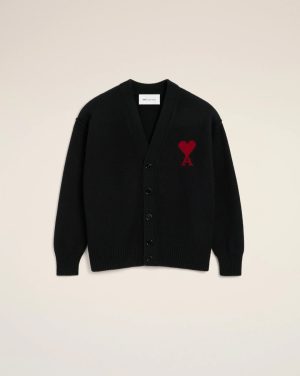 아* 빅 하트 로고 울 혼방 브이넥 가디건 1686365-2